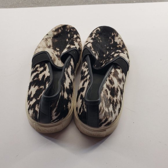 Vince Womens Size 6.5M Sneakers Shoes Calf Pony Hair Animal Print Black Ivory - Picture 4 of 8